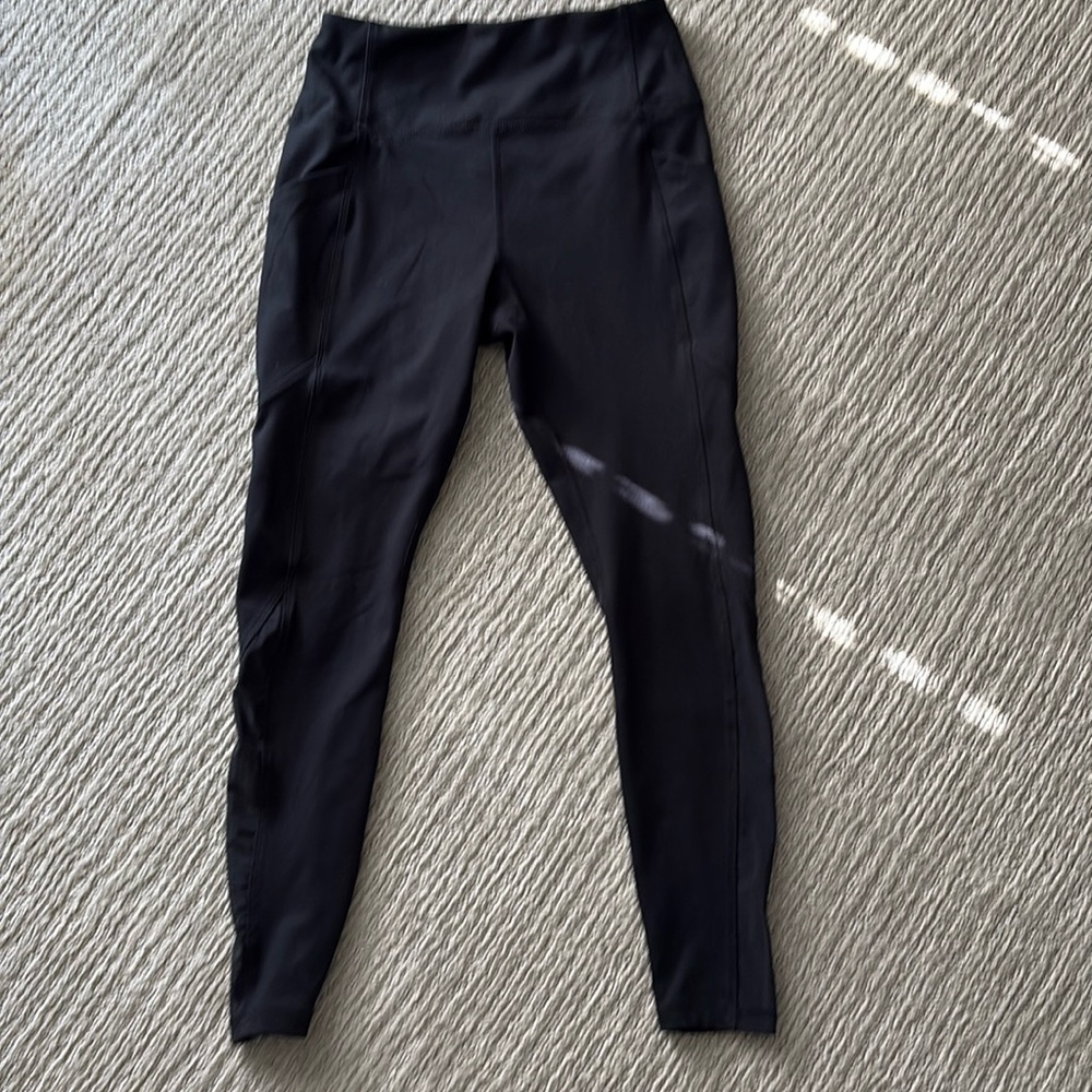 Marika Black Workout Leggings 7/8 w/Pockets & Sheer Calf Detail
